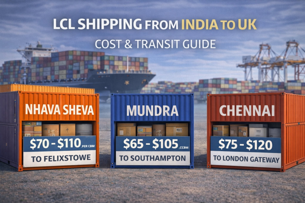 LCL Shipping from India to UK Cost & Transit Time