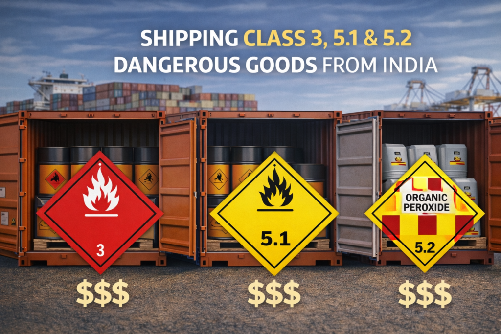 Shipping Class 3, 5.1 & 5.2 Dangerous Goods from India